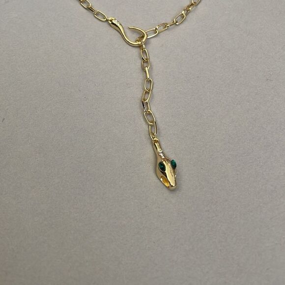 Gold Snake Pendant Necklace A1245 - Picture 4 of 4